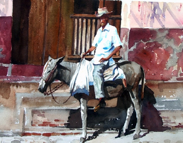 Man and mule, Cuba