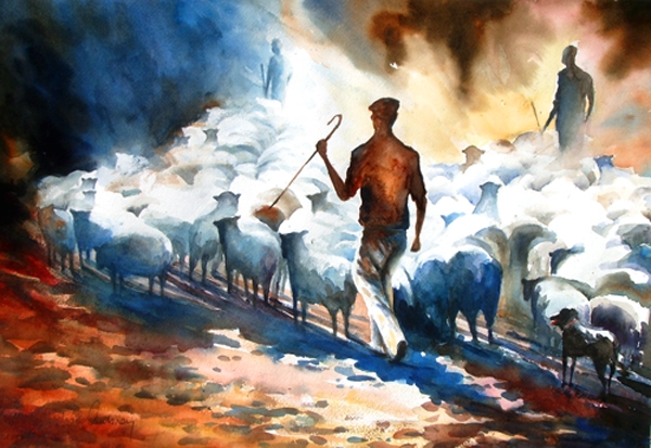 Shepherds in the mist