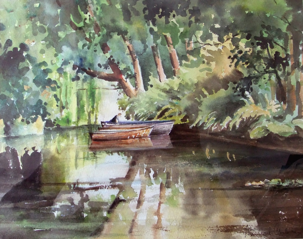 Boats under the trees